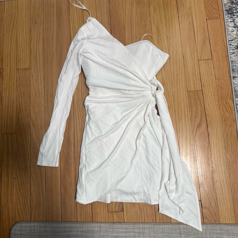 Halston (Worn Once):  White One-Shoulder Dress with Sweetheart Bodice Corset